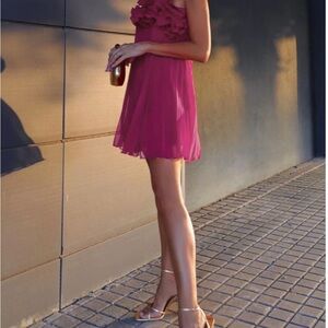 Commense One Shoulder Magenta Dress